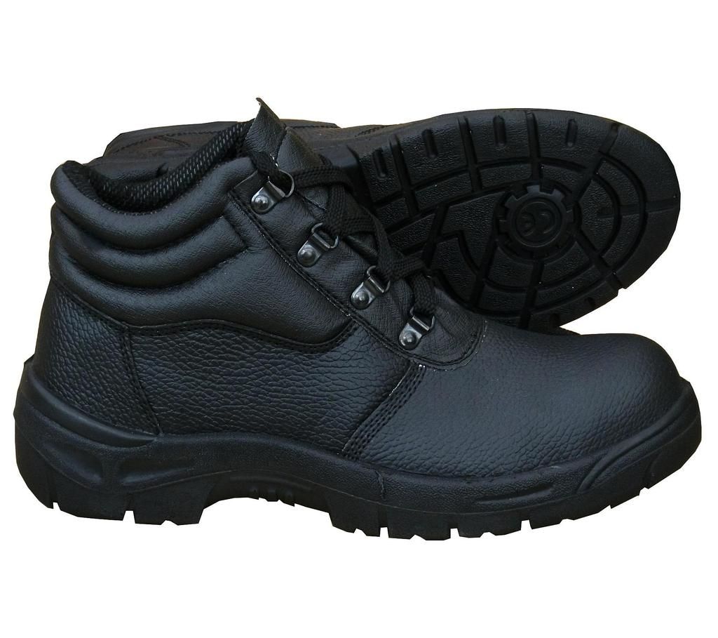 Legend Men's Chukka Work Boots Black Leather Steel Toe Cap Safety Shock